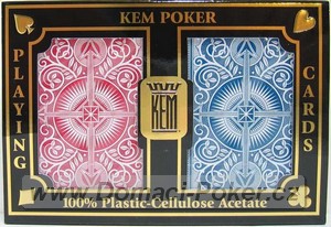 Karty KEM 100% Plast pokersize poker index 2-pack erven a modr