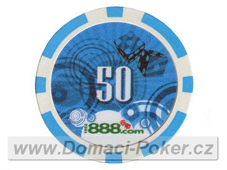 Poker etony 888 - Hodnota 50 - modr