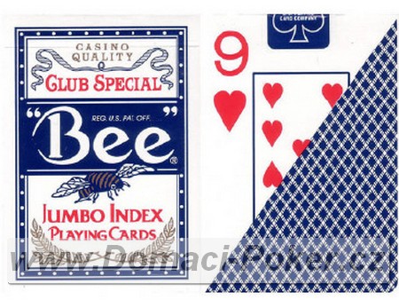 Hrac karty Bee 77 jumbo index modr