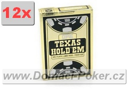 Plastov karty Copag - texas Holdem Poker - ern/zlat - 12pk